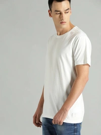 Men tshirt Solid Round Neck Regular Sleeves  T-shirt - S