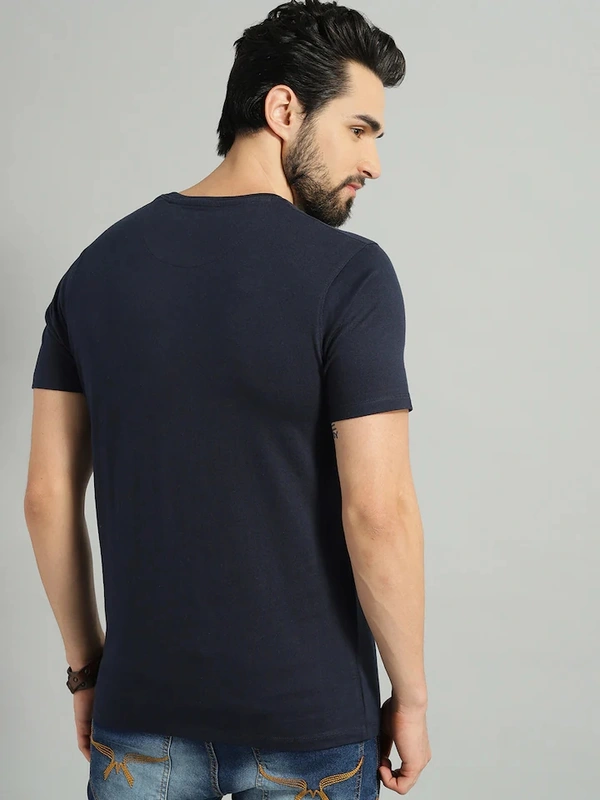 Fambruh Men tshirt Solid Round Neck Regular Sleeves  T-shirt - M