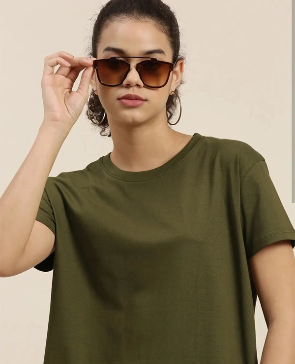 Fambruh High Quality Cotton Solid Women Half Sleeves Slim Tshirt - XL