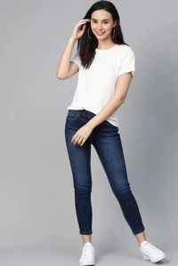 Fambruh High Quality Cotton Solid Women Half Sleeves Slim Tshirt - L