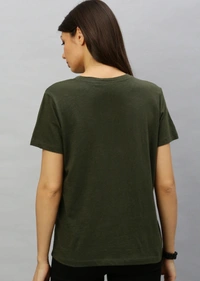 Fambruh High Quality Cotton Solid Women Half Sleeves Slim Tshirt - XXL