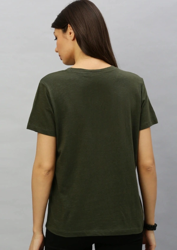 Fambruh High Quality Cotton Solid Women Half Sleeves Slim Tshirt - XXL