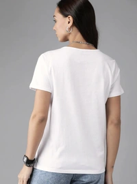 Fambruh High Quality Cotton Solid Women Half Sleeves Slim Tshirt - S