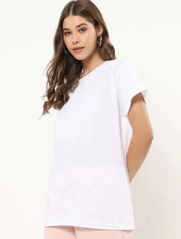Fambruh Women T Shirt Cotton Solid Women Half Sleeves Slim Tshirt - S