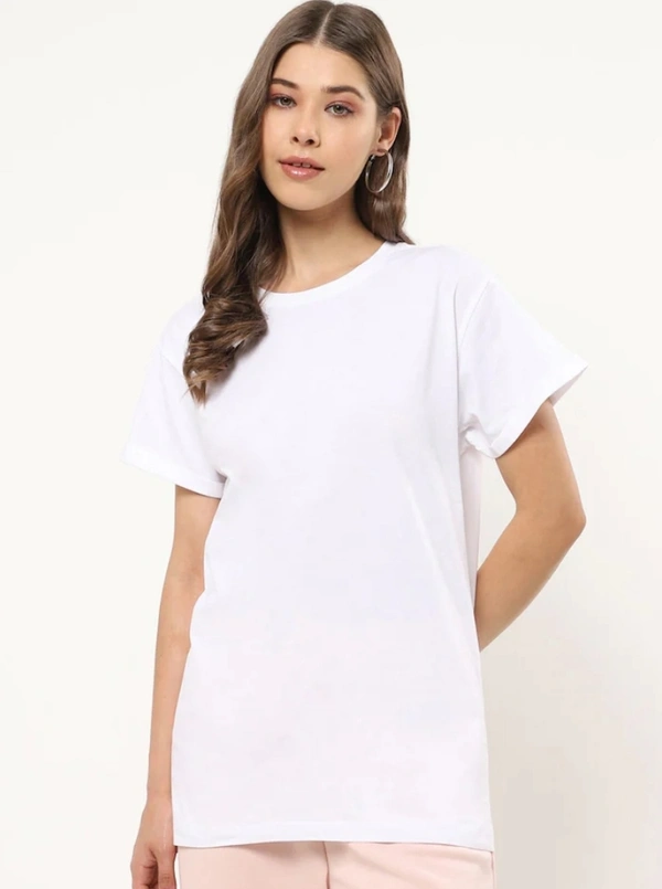 Fambruh Women T Shirt Cotton Solid Women Half Sleeves Slim Tshirt - S