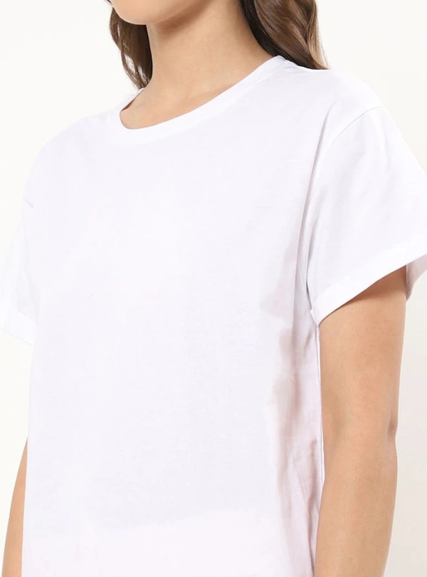 Fambruh Women T Shirt Cotton Solid Women Half Sleeves Slim Tshirt - XL