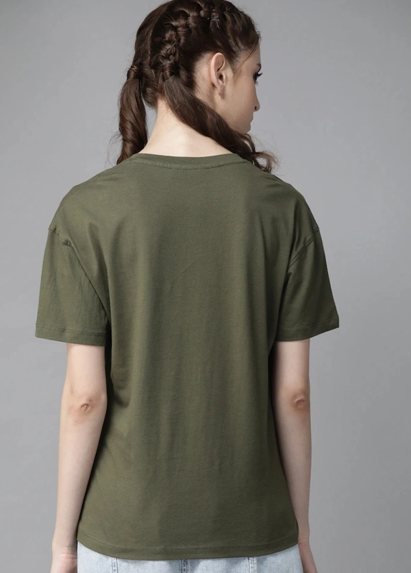 Fambruh Women T Shirt Cotton Solid Women Half Sleeves Slim Tshirt - S