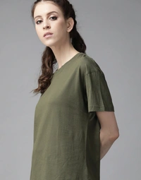 Fambruh Women T Shirt Cotton Solid Women Half Sleeves Slim Tshirt - XXL