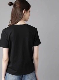 Fambruh Women T Shirt Cotton Solid Women Half Sleeves Slim Tshirt - S