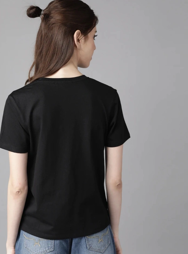 Fambruh Women T Shirt Cotton Solid Women Half Sleeves Slim Tshirt - S
