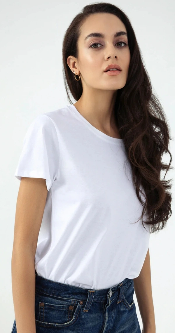 Fambruh Women T Shirt Cotton Solid Women Half Sleeves Slim Tshirt - XL