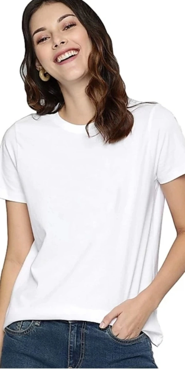 Fambruh Women T Shirt Cotton Solid Women Half Sleeves Slim Tshirt - L
