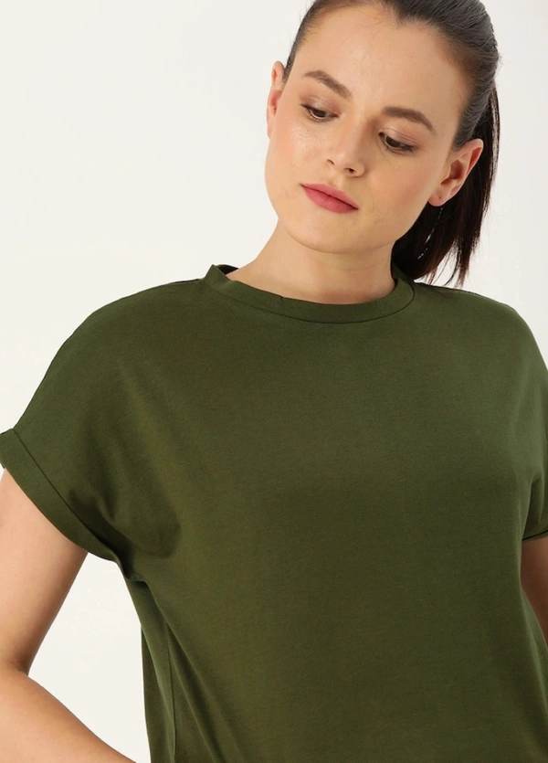 Fambruh Women T Shirt Cotton Solid Women Half Sleeves Slim Tshirt - XL