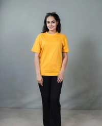 Fambruh Women T Shirt Cotton Solid Women Half Sleeves Slim Tshirt - S