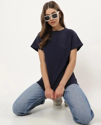 Fambruh Women T Shirt Cotton Solid Women Half Sleeves Slim Tshirt - XXL