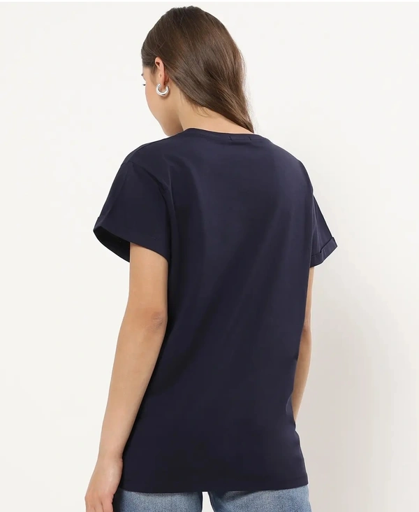 Fambruh Women T Shirt Cotton Solid Women Half Sleeves Slim Tshirt - L