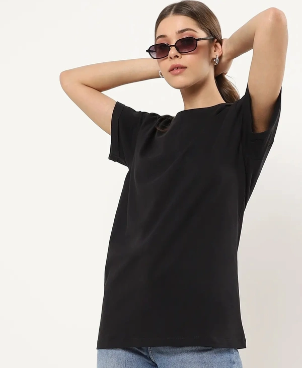 Fambruh Women T Shirt Cotton Solid Women Half Sleeves Slim Tshirt - M