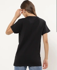 Fambruh Women T Shirt Cotton Solid Women Half Sleeves Slim Tshirt - M