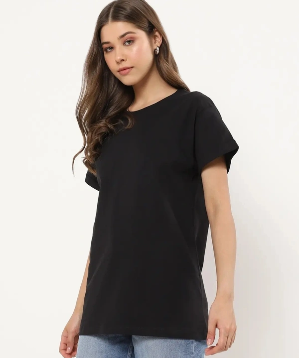 Fambruh Women T Shirt Cotton Solid Women Half Sleeves Slim Tshirt - XXL