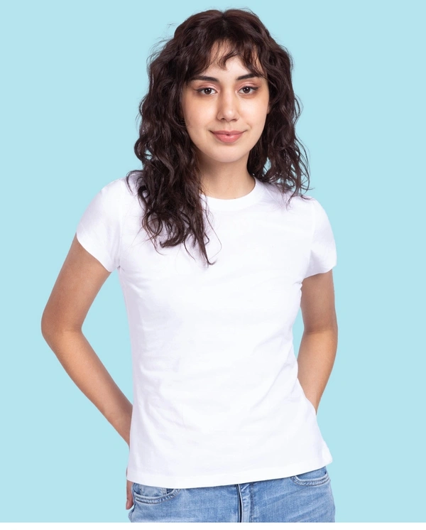 Fambruh Women T Shirt Cotton Solid Women Half Sleeves Slim Tshirt - S