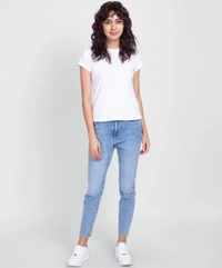 Fambruh Women T Shirt Cotton Solid Women Half Sleeves Slim Tshirt - M