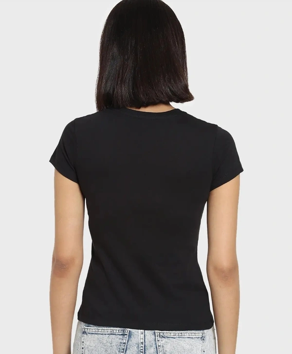 Fambruh Women T Shirt Cotton Solid Women Half Sleeves Slim Tshirt - XXL