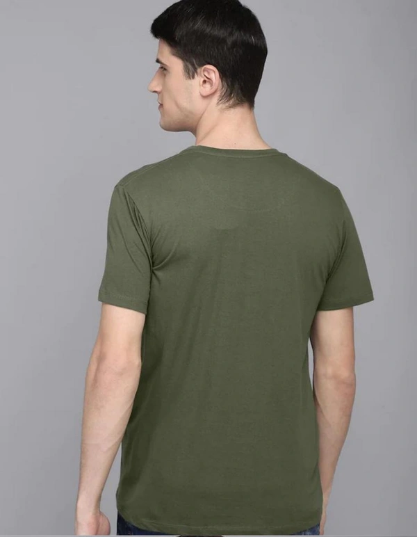 Fambruh Solid Men T shirt Olive - XL