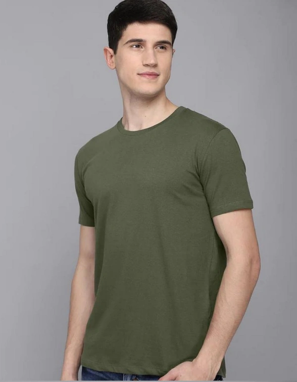 Fambruh Solid Men T shirt Olive - XL