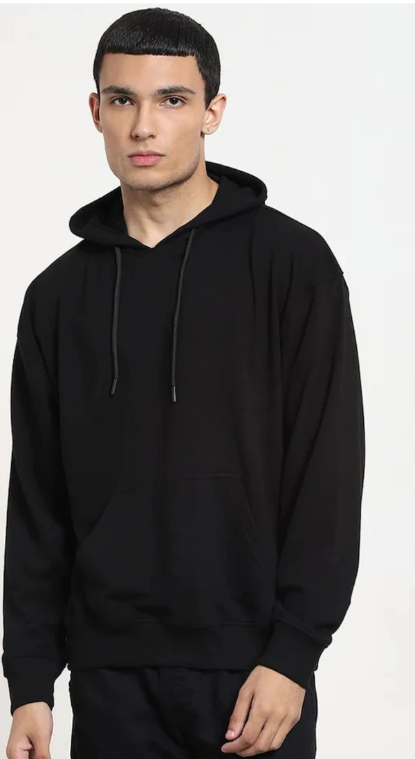 Fambruh  Men Full Sleeve Solid Black Hoodie - L
