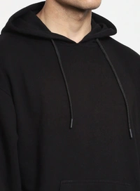 Fambruh  Men Full Sleeve Solid Black Hoodie - XXL