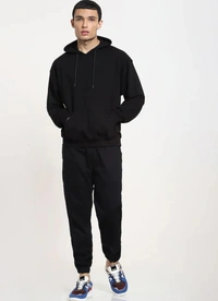 Fambruh  Men Full Sleeve Solid Black Hoodie - XXL