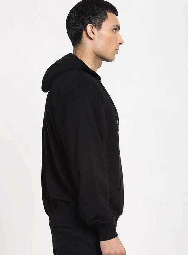 Fambruh  Men Full Sleeve Solid Black Hoodie - XXL