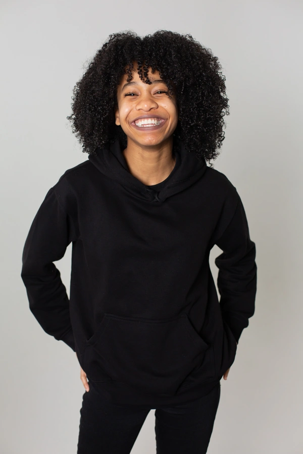 Black Solid Hoodie For Women - XL