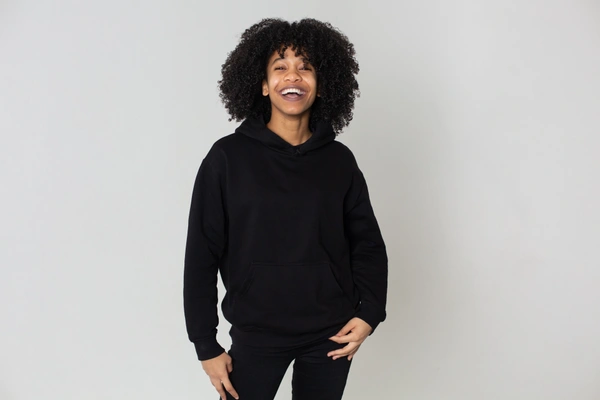 Black Solid Hoodie For Women - XL