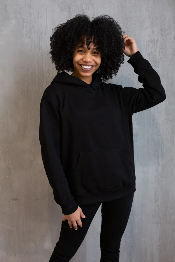 Black Solid Hoodie For Women - XL