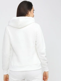 Women White Hooded Sweat Shirt - S