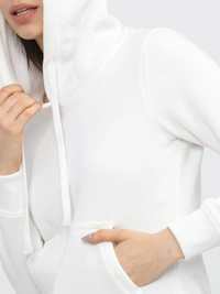 Women White Hooded Sweat Shirt - M