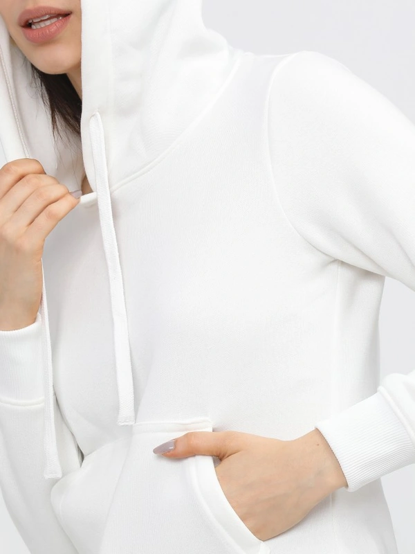 Women White Hooded Sweat Shirt - M