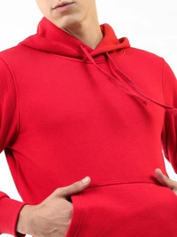 Fambruh  Solid Men Red Hooded Sweat Shirt - XXL