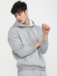 Fambruh  Solid Men Grey Hooded Sweat Shirt - M