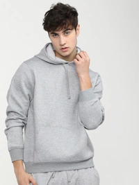 Fambruh  Solid Men Grey Hooded Sweat Shirt - XL