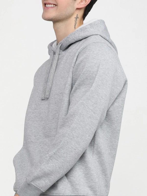 Fambruh  Solid Men Grey Hooded Sweat Shirt - XL