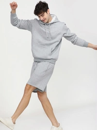 Fambruh  Solid Men Grey Hooded Sweat Shirt - XXL