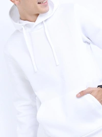Fambruh  Solid Men White Hooded Sweat Shirt - M