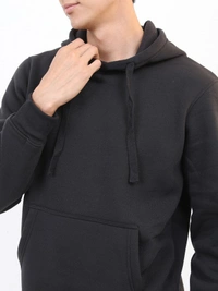 Fambruh  Solid Men Black Hooded Sweat Shirt - M