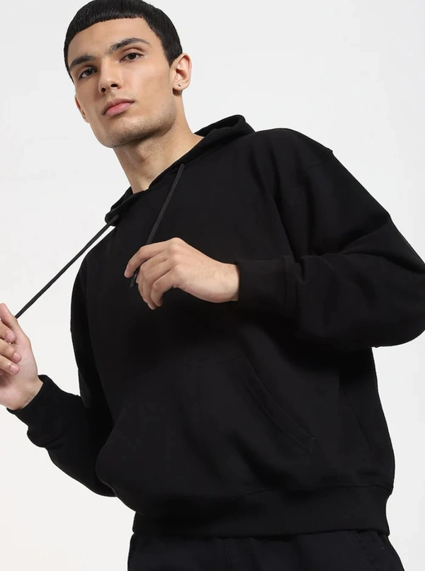 Fambruh  Men Full Sleeve Solid Black Hoodie - M