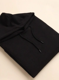 Fambruh  Solid Men Black  Hooded Sweat Shirt - L