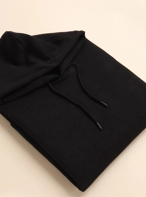 Fambruh  Solid Men Black  Hooded Sweat Shirt - L