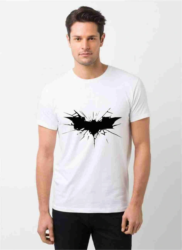 Fambruh Men White Batman  Printed T Shirt - XL