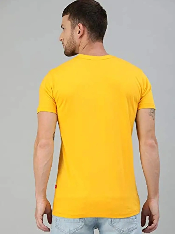 Fambruh Men Earth Printed Yellow T Shirt - L